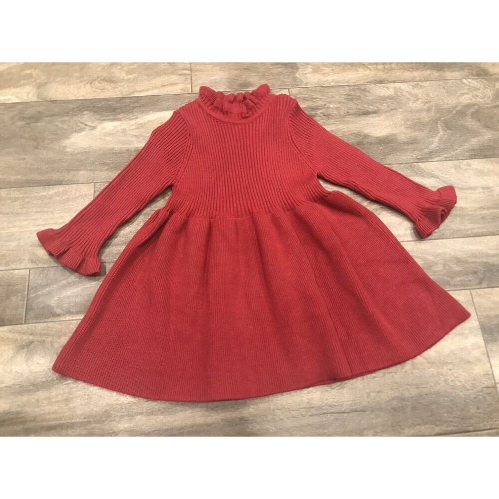 Toddler Girls 2-3T Heavy Knit Red Holiday/Dressy Sweater Dress